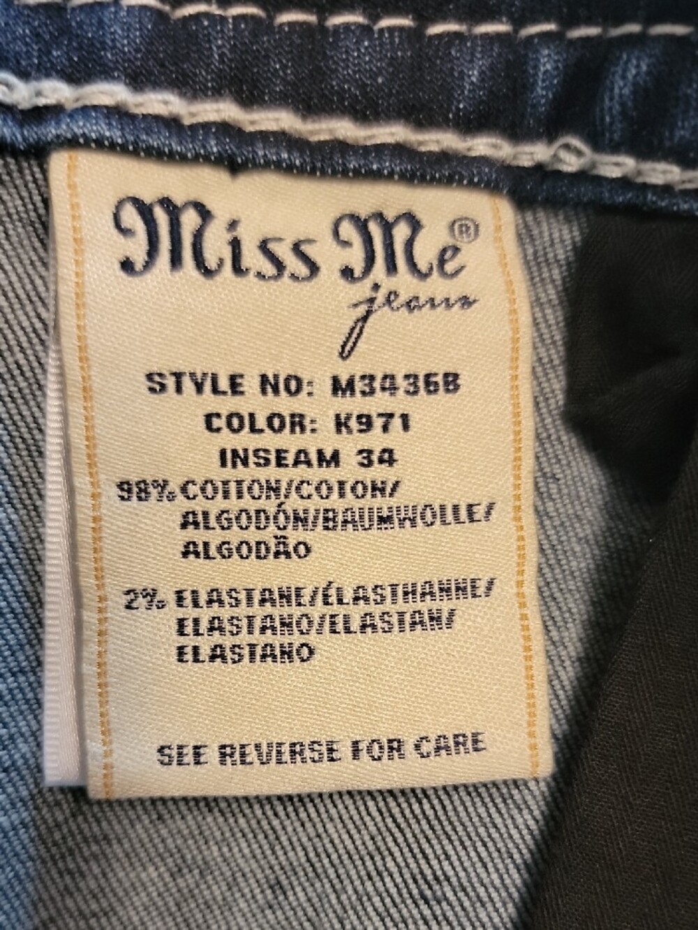 Miss Me Floral & Plaid W/Stone Embellishments Medium Wash Boot Cut Jeans, Sz 30 - Picture 7 of 13
